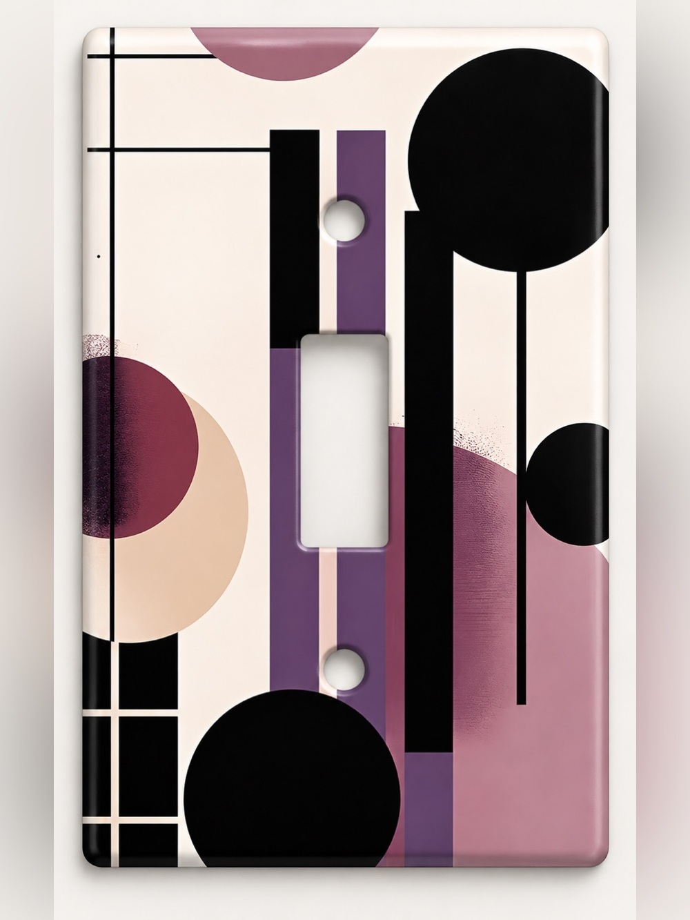 Handmade Retro Geometric Purple Black Toggle Light Switch Cover